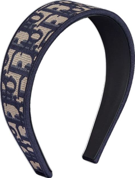 Cerchietto Dior Band Dior Oblique Ricamo blu navy 